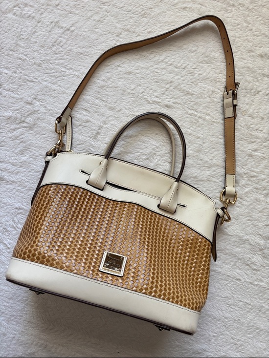 Dooney & Bourke Handbags - Dooney and Bourke Women’s Two-Tone Woven Satchel - Cream & Tan- great for Spring